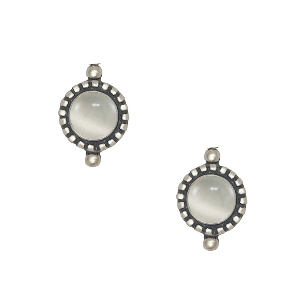 Sterling Silver Little White Moonstone Post Stud Earrings